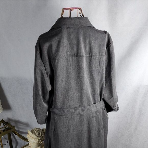 Sharagano Size 20 W Zip Front Belted Collared Dress - Picture 3 of 6